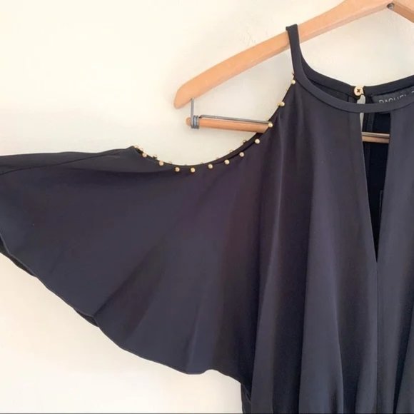 Rachel Zoe Gemini Cold Shoulder Black Studded Night Out Romper 0 - NWT - Picture 4 of 10